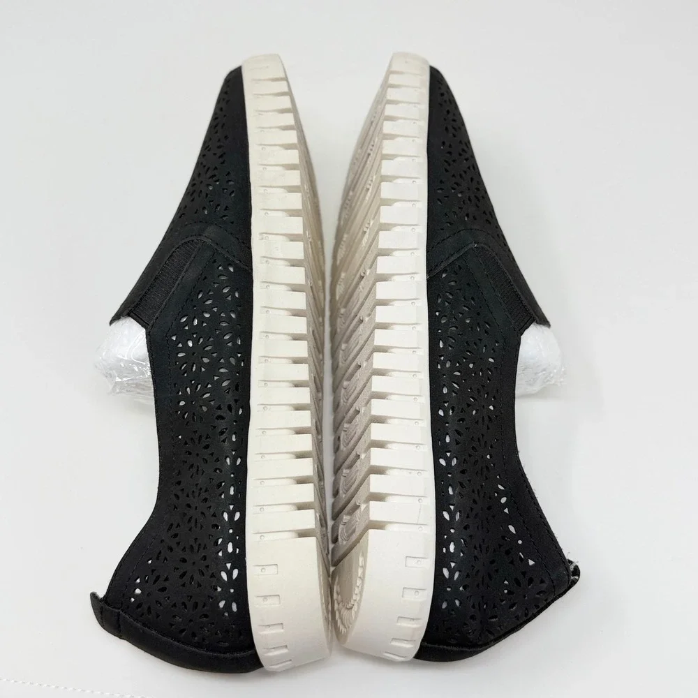 J Sport Womens 8 Black Slip On Perforated Floral Laser Cut Casual Sneakers